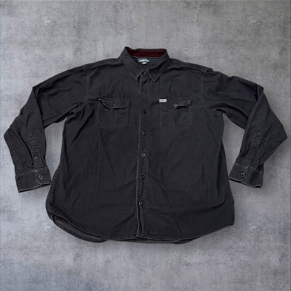 Eddie Bauer Dark Gray/Black 100% Outdoor Shirt Long Sleeve XL Hike Camp
